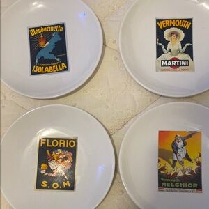 Pottery Barn  Italian Poster Plates Set, no cracks or chips